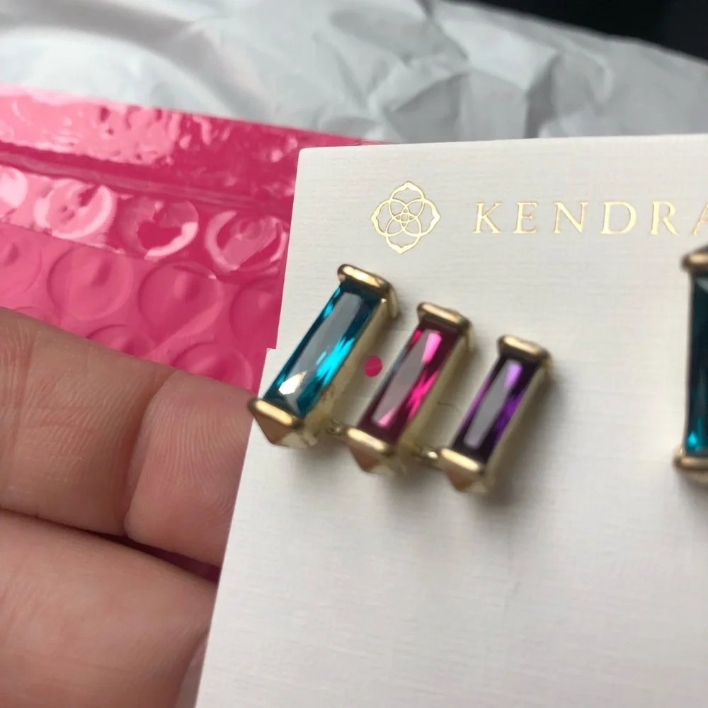 Kendra Scott Multicolor Baguette Stud Earrings - Teal, Pink, Purple